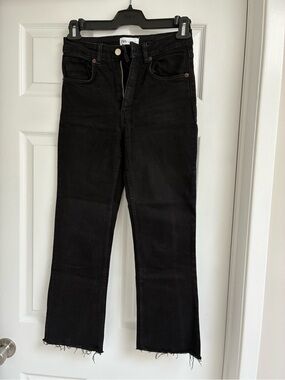 Zara Black Flare Jeans with Raw Hem